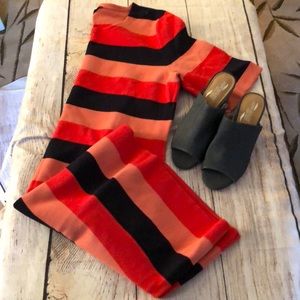 Ann Taylor Striped Elbow Sleeve Sweater Dress